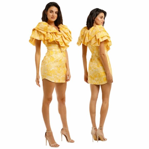 Acler Dresses & Skirts - COPY - Australia Brand Acler Beston Yellow Floral Ruffled Mini Gown Dress Size …